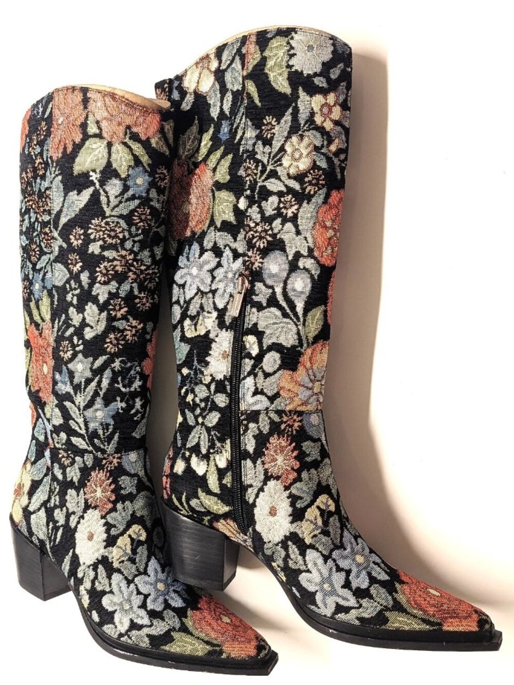 Jessica Simpson Floral Tapestry Knee High Western Boots Womens Size 8.5 M / 39.5